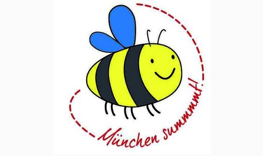 Das Logo der Initiative "München summt" besteht aus einer gezeichneten Biene. Ihre Flugspur ergibt den Schriftzug "München summt".